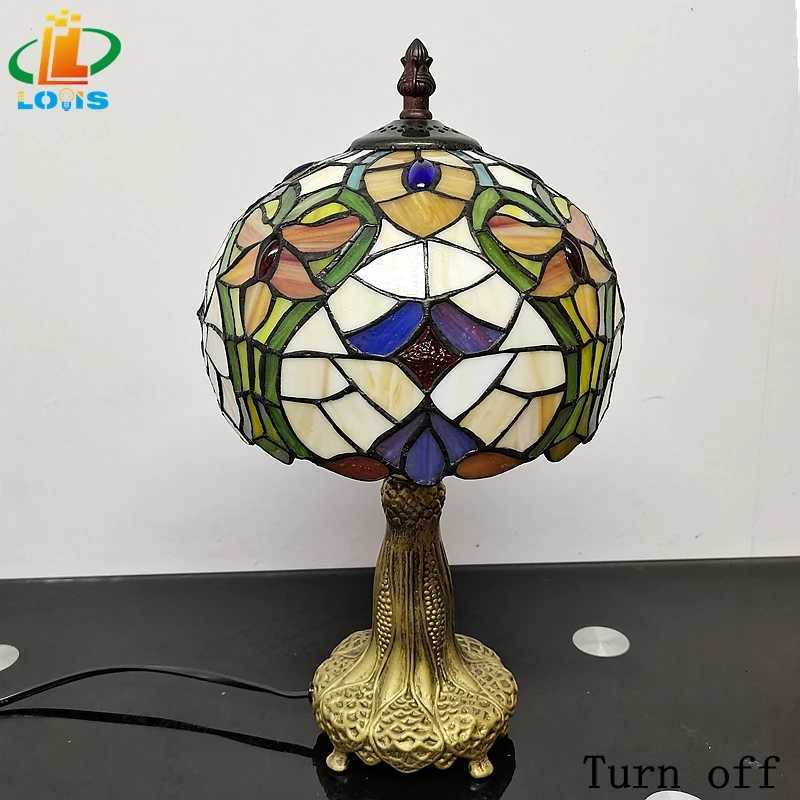 8 Inch European And American Round Arc Small Table Lamp Tiffany Style Glazed Dining Room Light Fixture Bedside Bar Lighting M251114