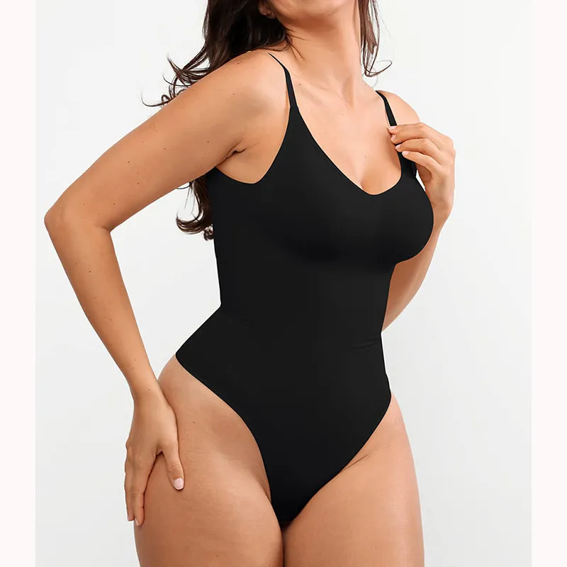 Women's Shapers Low Back Bodysuits Shapewear Thong Open Crotch Body Scoop Shaper Wear Seamless Suit Compress