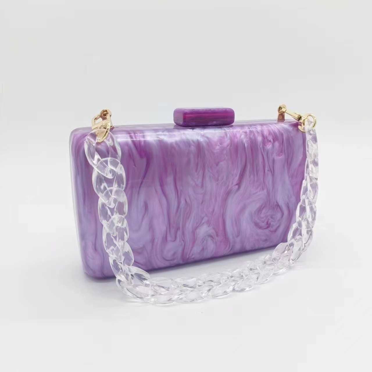 New Acrylic Marble Pattern Evening Bag Handheld Bag Chain Strap Cross Body Bag