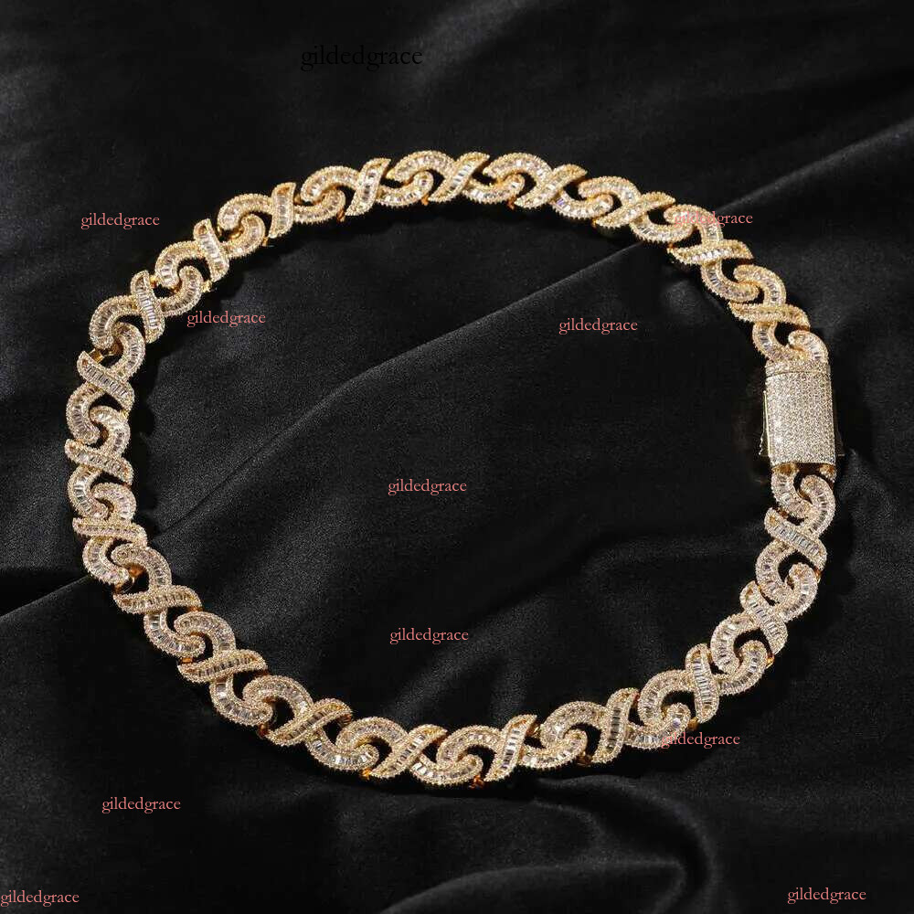 New geometric T-shaped infinite necklace for men with a sense ond personality. 15mm dia inlaid Cuban chain hip-hop jewelry