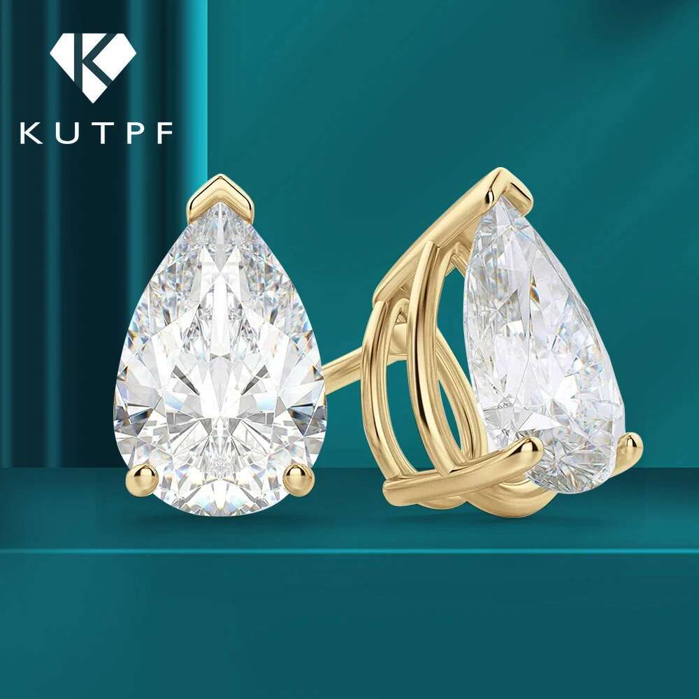4Carat Pear Cut Real Moissanite Diamond Earrings with Certificats 925 Sterling Silver Waterdrop Shape Stud Earring for Women Men