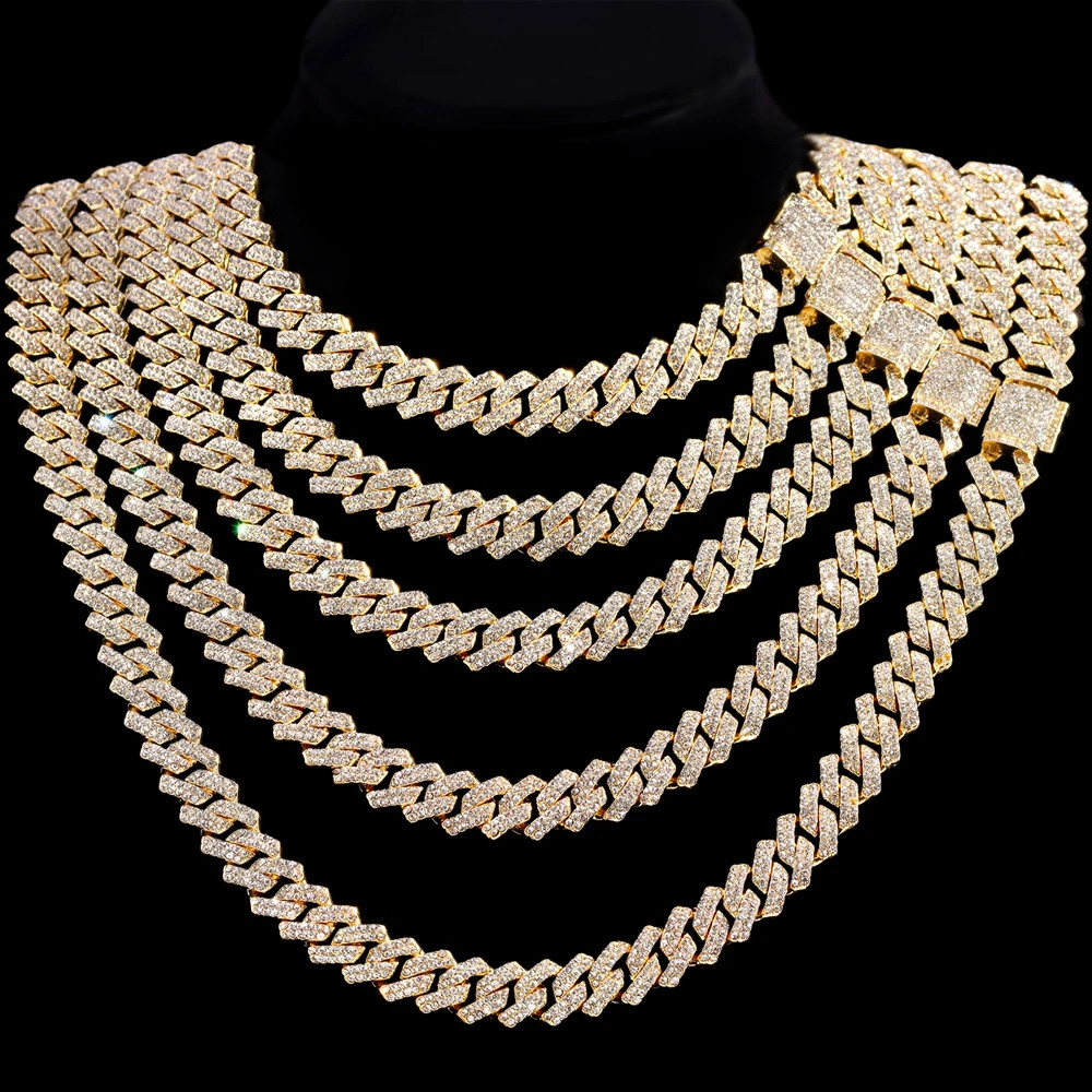 Hip Hop Men Women Two Row Rhinestone Paved Cuban Link Chain Bracelet Silver Color Iced Out Chain Cuban Anklet Bracelets Jewelry 250414