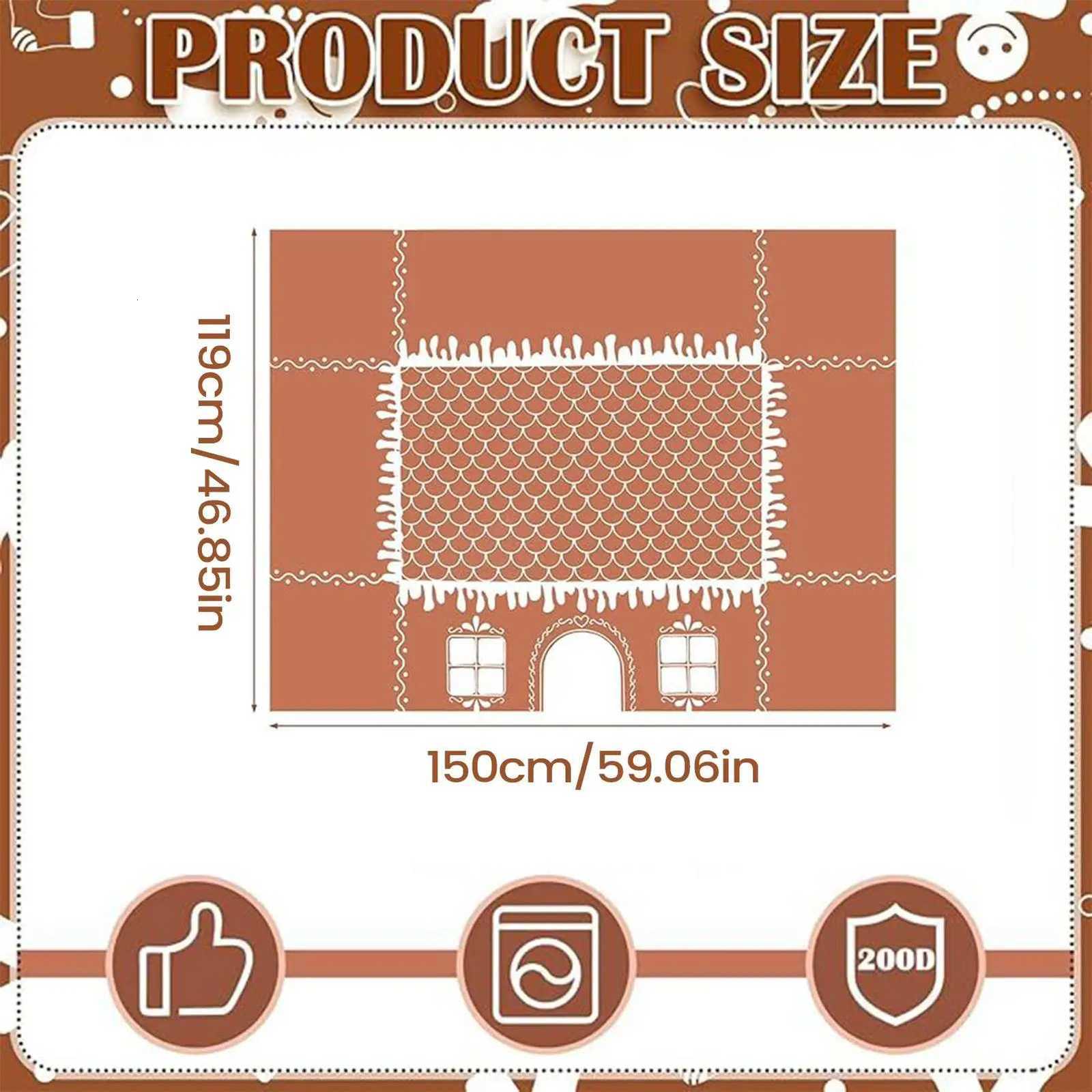 Christmas Tablecloth Christmas Gingerbread House Tablecloth Open Tent With Festive Village Playhouse Design For Gingerbread Party Decor Y251113