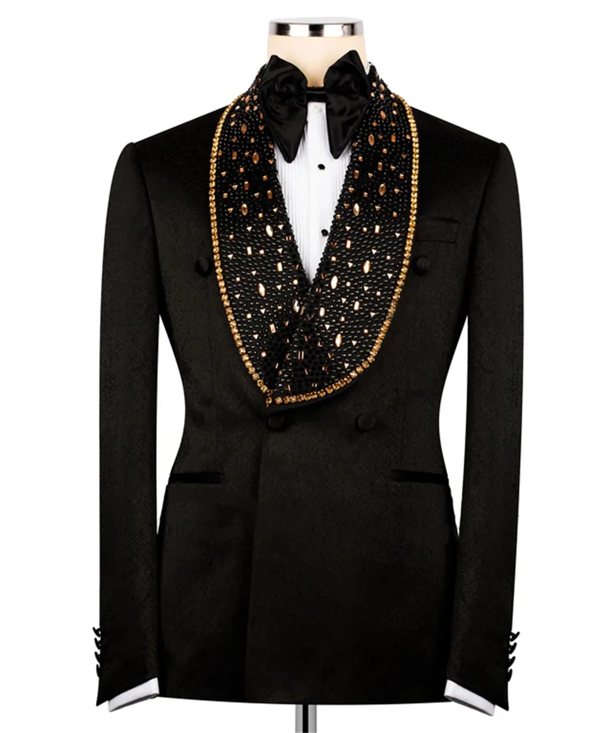 Men's Suit for Wedding Tailored Beading Shawl Lapel Blazers One Piece Only the Jacket Crystal Groom Jacket Double Breasted Custom Made Prom Eveni