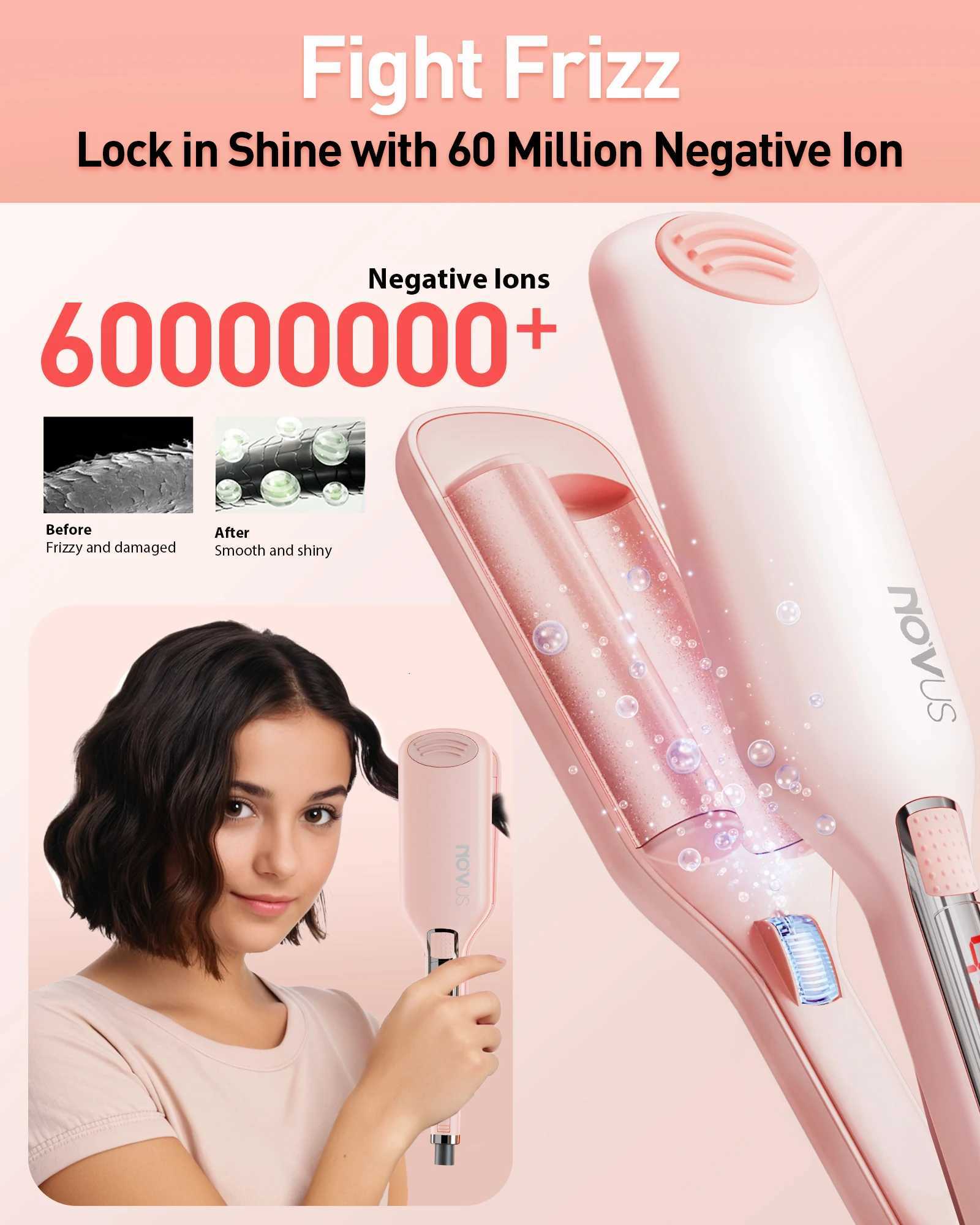 Wave Curling Iron Adjustable Temperature for Different Hair Types Creates Loose or Deep Waves Depending on Styling TechniqueT251114