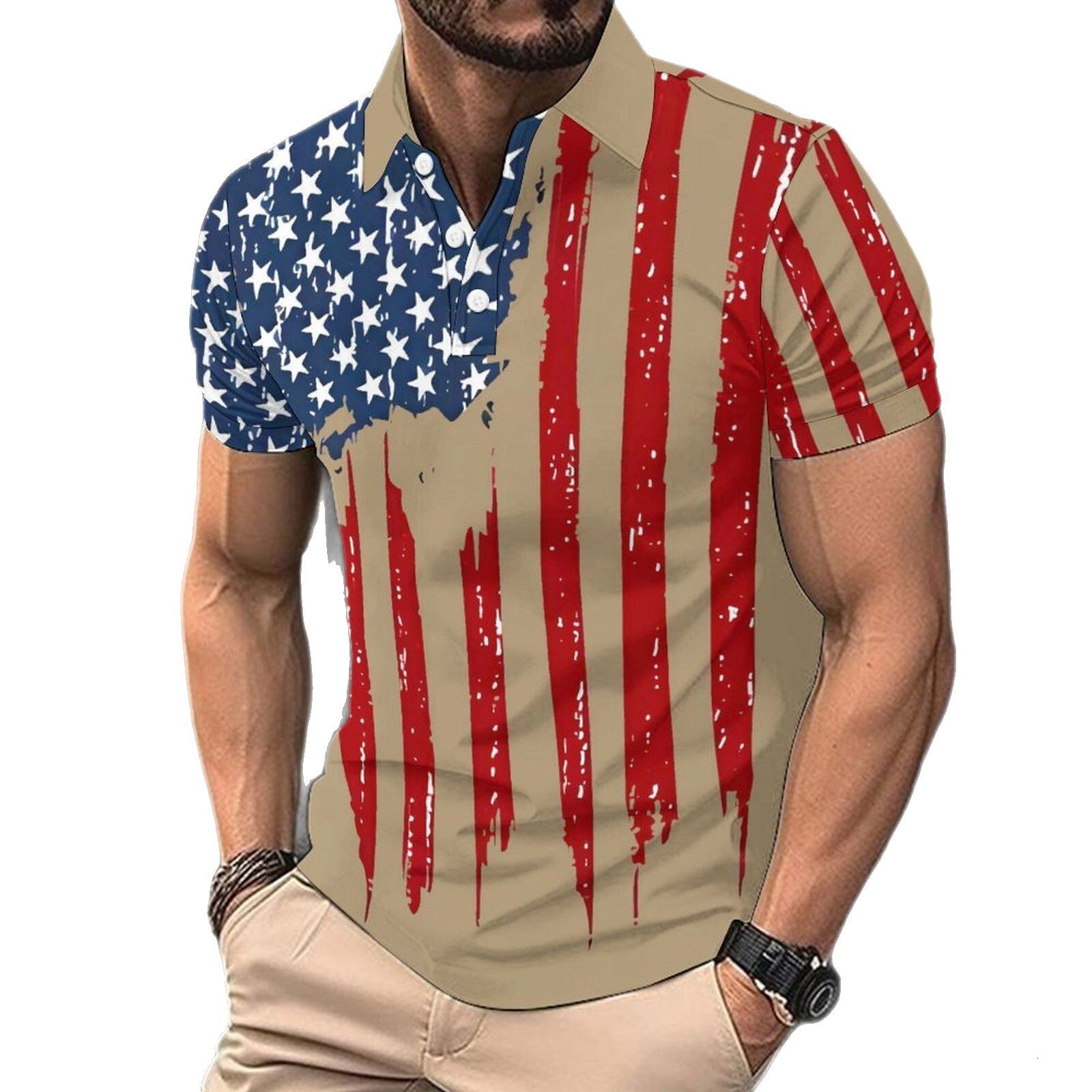 2025 new lapel sport polo shirt for summer fashion casual graffiti printed short sleeved men's T-shirt