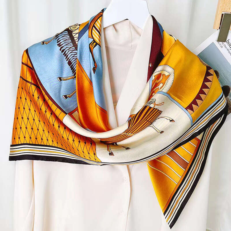 New 70 Small Printed Square High End Versatile Imitation Silk Women's Satin Scarf Shawl