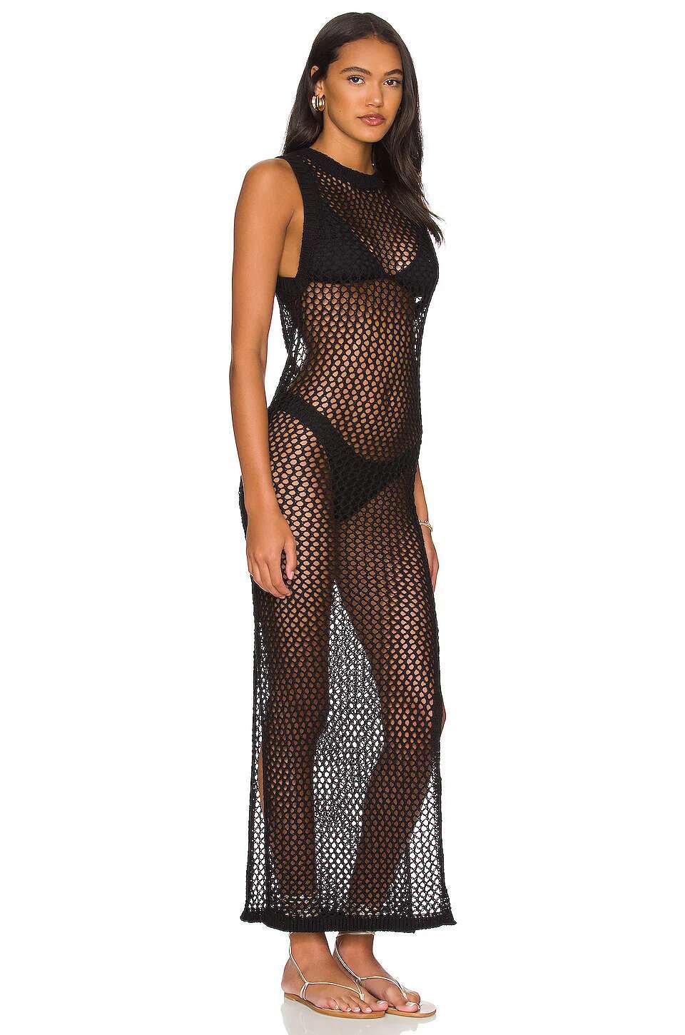 Designer womens dresses maxi dress summer sexy beach swimsuit cover up sleeveless hollow knitting