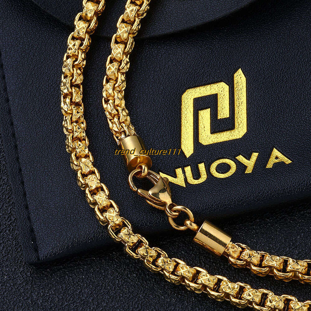 Stainless square pearl chain emed necklace trendy and versatile men's jewelry hip-hop titanium steel accessories