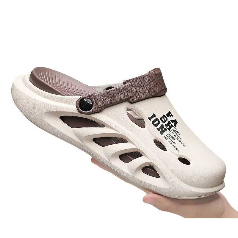 Cave shoes for men in summer anti slip office toe cover slider for men in sports thick sole stepping on dog poop beach sandals W250414