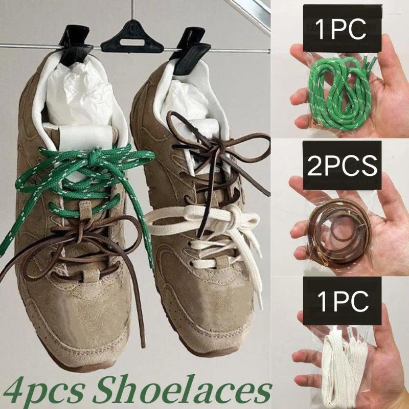 Shoe Parts 4 Pcs/set Vintage Shoelaces Round Flat Leather Combination DIY Design Perfect For Women Casual Sneakers Match