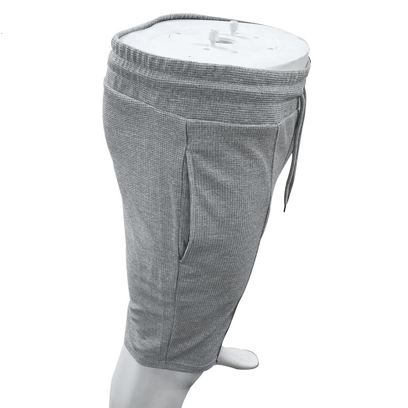 2025 waffle shorts men's summer plus size five quarter straight leg casual pants