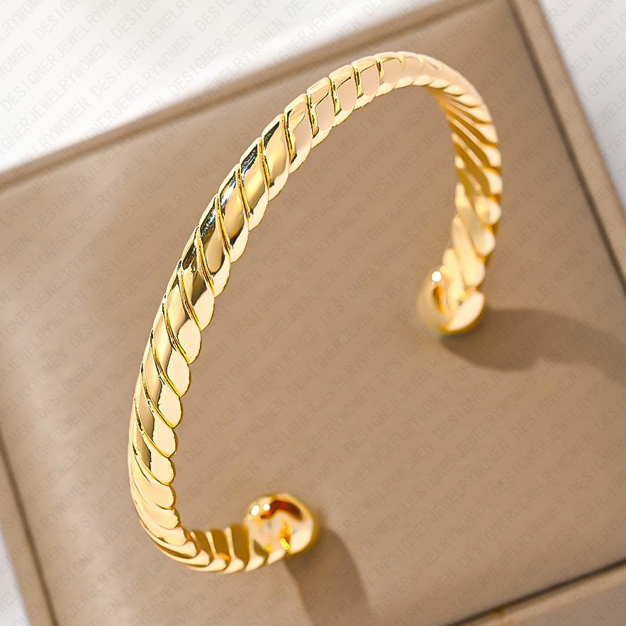 Designer Bracelet Bracelet for Women Twisted Rope Bracelets Gold Bangle Chunky Open Bangles Luxury Jewlery Designer for Women Elegant Timeless Gift Pr
