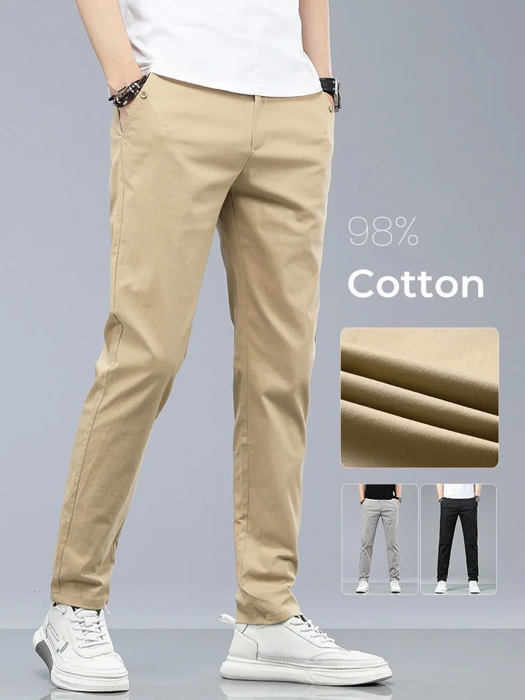clothing mens casual pants 98 cotton thin business straight slim classic elastic spring summer 250414Z