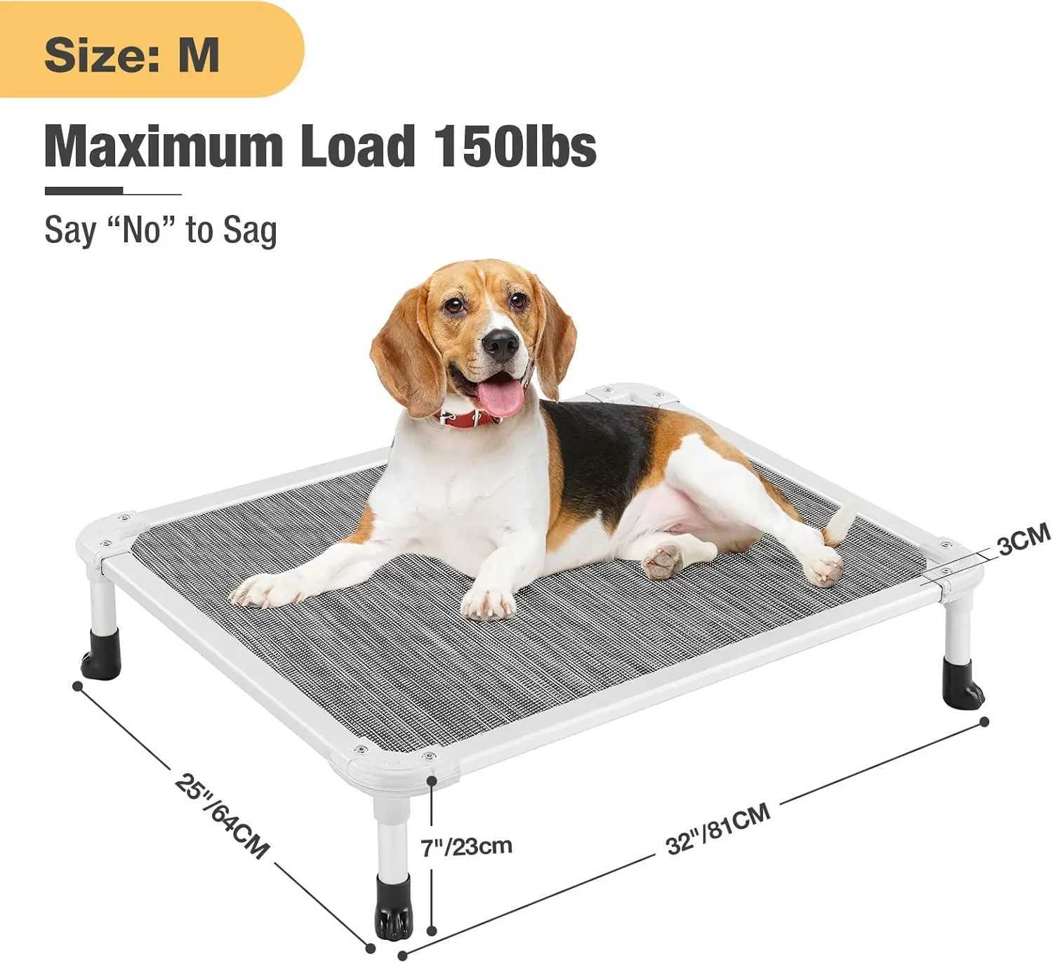 Chewing Elevator Dog Bed - Refrigerated Pet Bed - Silver Aluminum Frame and Durable Textile Mesh Fabric Unique Design X250412