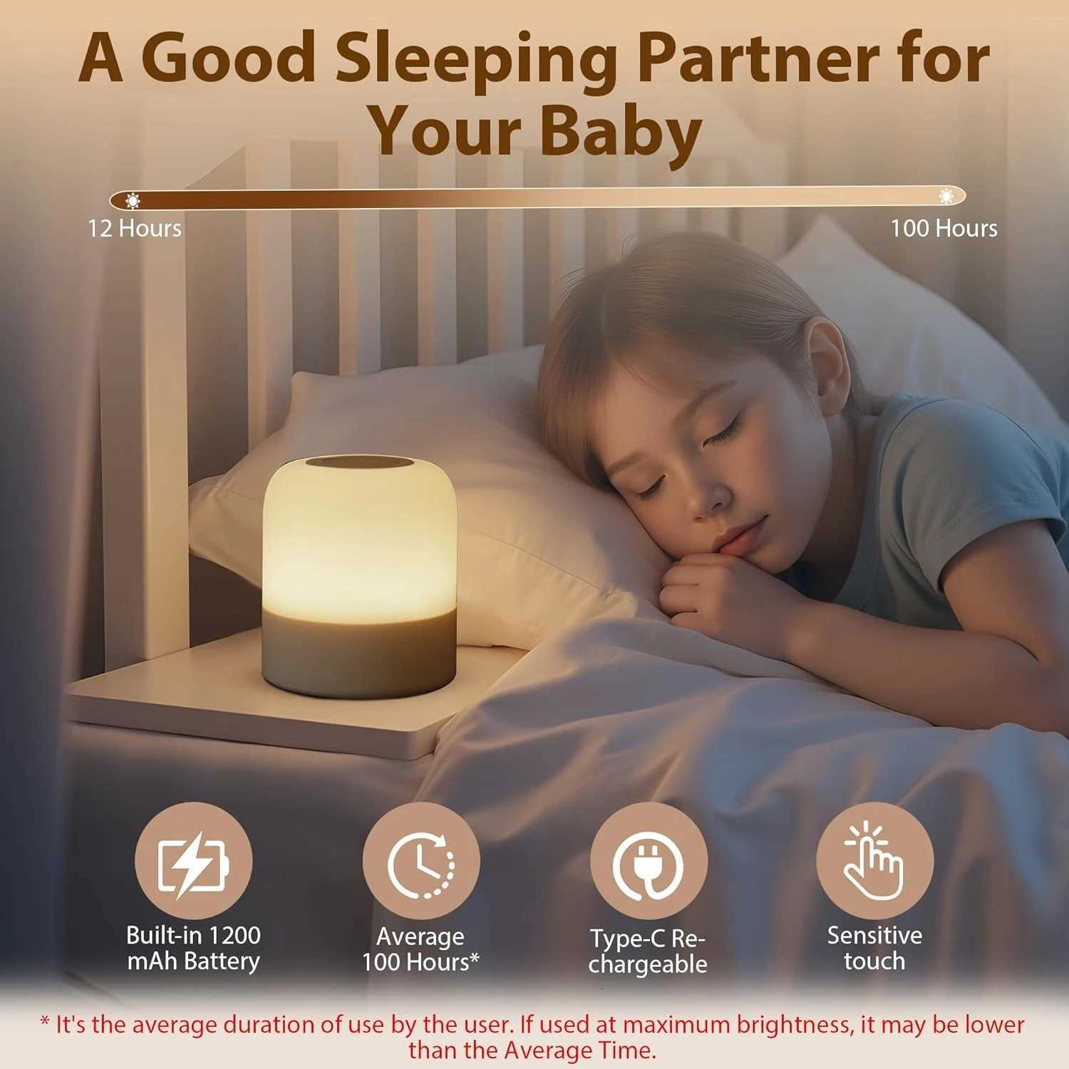 1pcPortable Baby Night Light3 Colours Egg Light for NurseryRechargeable Night Light for KidsSmall Cordless TableBedside Lamp M251114