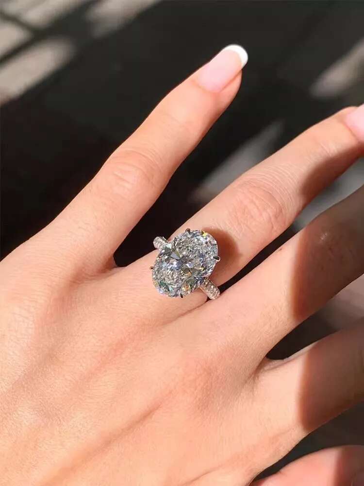 1 2 3 4 5 Carat solid 9K White Gold Ring luxurious Oval shape moissanite Diamonds Women Wedding Party Engagement Ring Classi