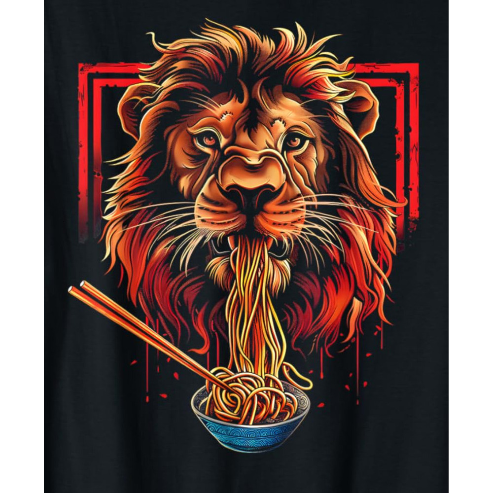 T shirt for Mens Funny Lion Cool Animal Lover Graphic Cat King Ramen Noodle Graphic Tee Casual Tops Clothes Short sleeve cool