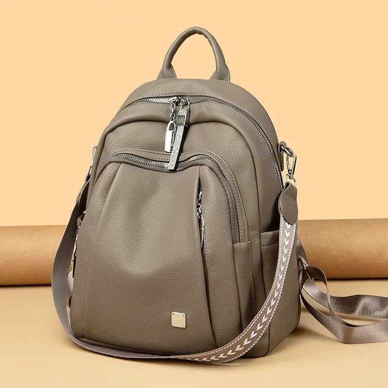 2024 Waterproof Leather Women Backpack Anti-theft Backpacks Shoulder Bags for Teenager Girls Large Capacity Travel School BagW251113