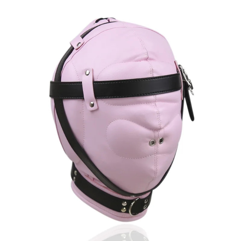 Exotic Adult Cosplay Games Hood Fetish Full Head Bondage Mask Hood for Men Women Halloween Party Role Play Leather Costume Black 250410