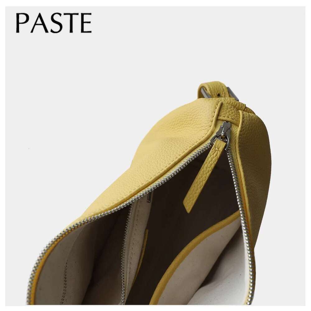 Designer Bag Ins Chic LOCK Design Soft Horizontal Cydrical Shape Pillow 100% Real Leather Women Shoulder Bag Yellow Purse