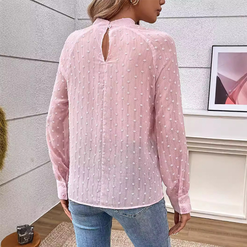 Long sleeved floral cut shirt womens shirt 2025 spring and summer new pullover top