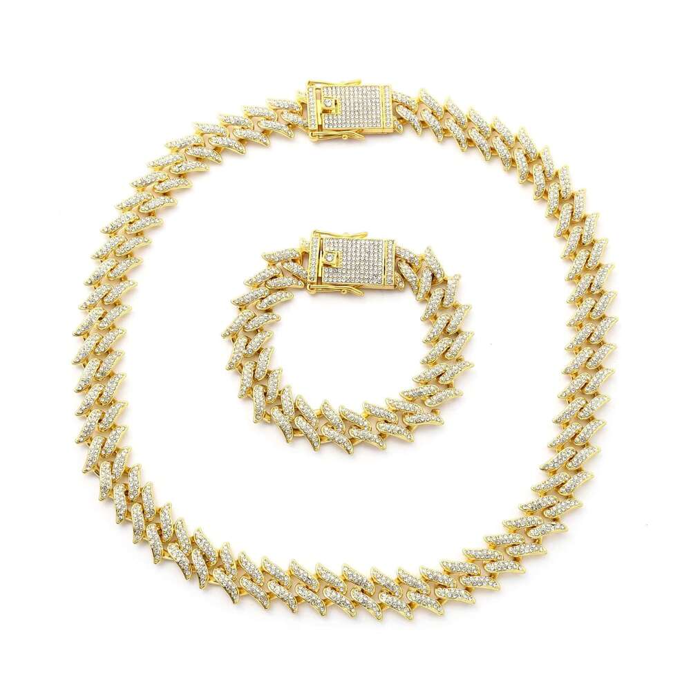 DHcollections Hip Hop Ice Dia Cuban Chain Men's Straight Pull Shining Rap Singer Necklace Jewelry