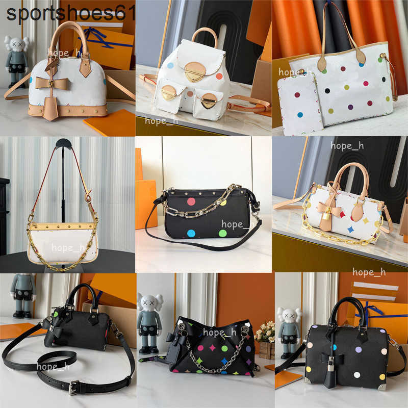 High quality 2025 new designer nano bags takashi murakami shoulder bag leather handbag canvas women colorful bag fashion composite lady beach clutch tote woman bag