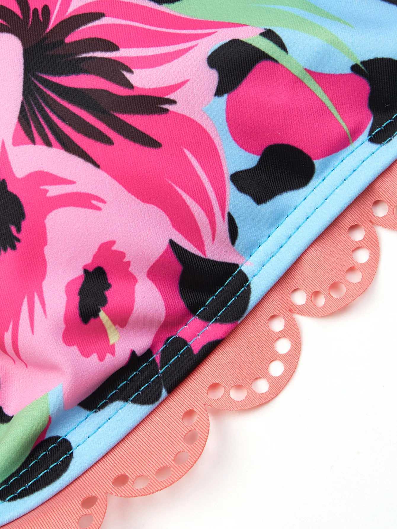 2025 Sexy Leopard Print Two Piece Swimsuit Set Triangle Bra Suspender Halter Backless Bikini Set Beach Vacation Lace-up SwimwearW251113