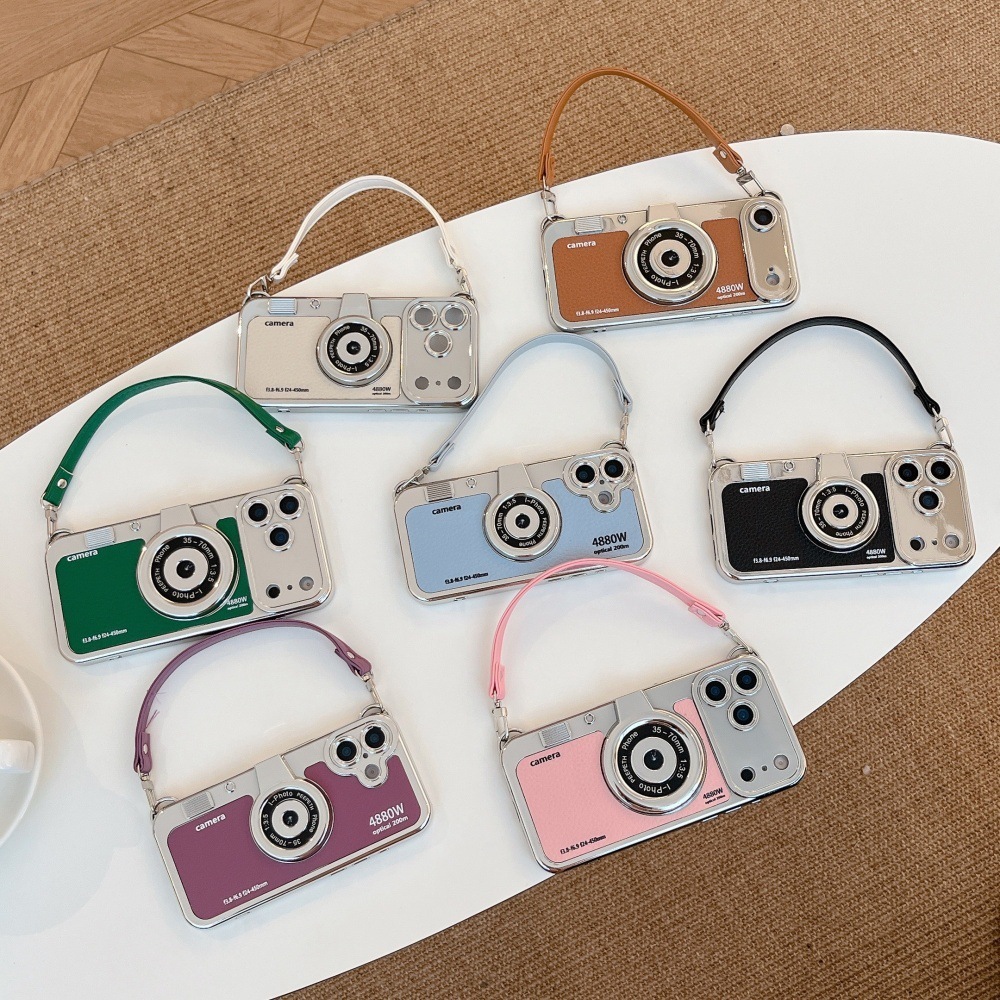Camera Phone Case Compatible with iPhone 17/16 Pro Max Personalized Solid Color Lanyard Case iPhone 15/14 Pro Shockproof