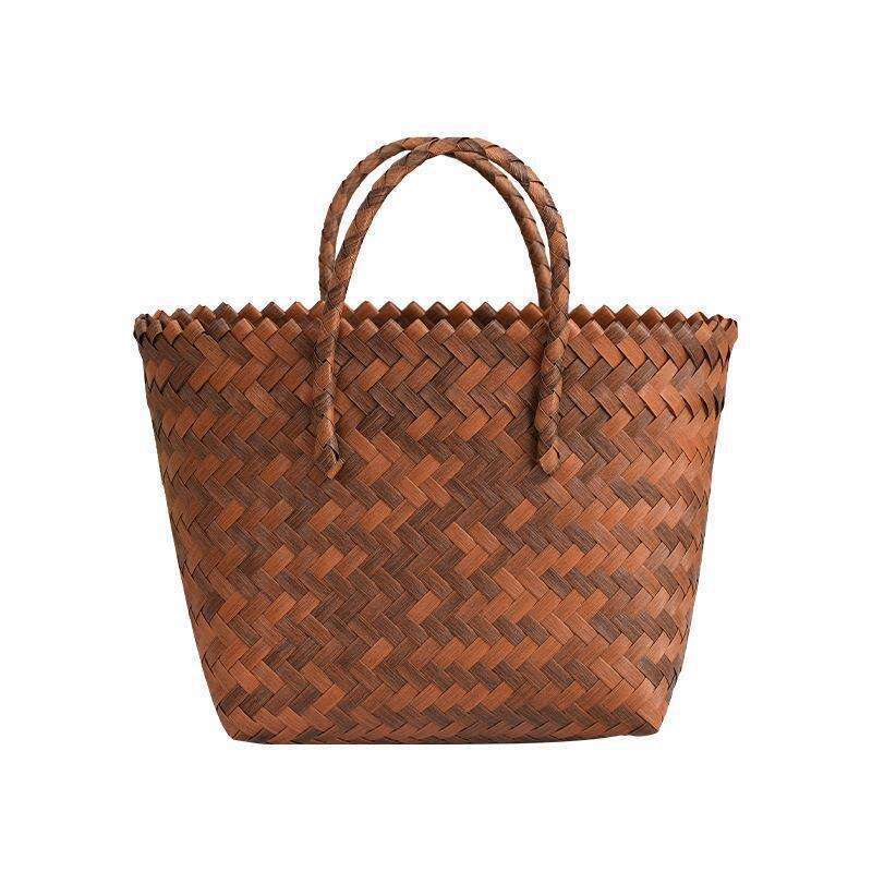 Handmade Beach Bag Mid Autumn Festival Gift Box Mooncake Special Hand-Held Straw Imitation Rattan Tote Bag, Large Capacity PP Woven Bag Kq2