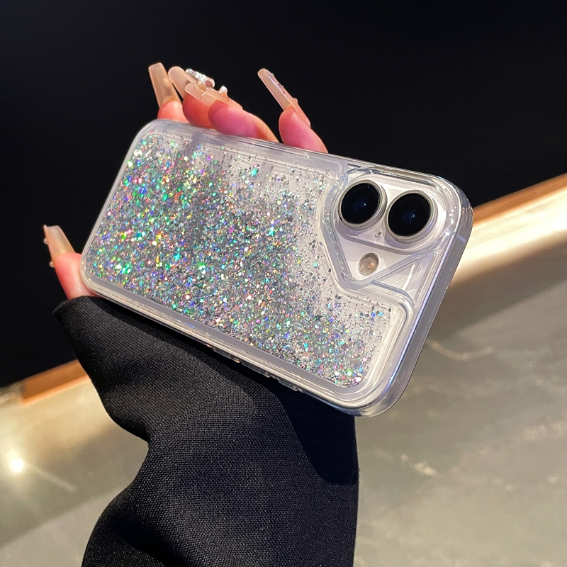 Fashion Quicksand Soft TPU Cases For Iphone 16E 16 15 14 Pro MAX 13 12 11 XR XS X 8 7 Plus Luxury Stars Liquid Starry Bling Glitter Heart Love Floatin