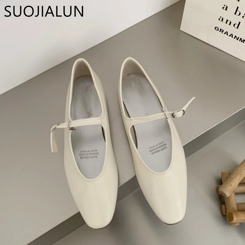 SUOJIALUN Summer Women Flat Shoes Fashion Shallow Ladies Casual Soft Mary Jane Shoes Outdoor Dress Flat Ballet Shoes 250410