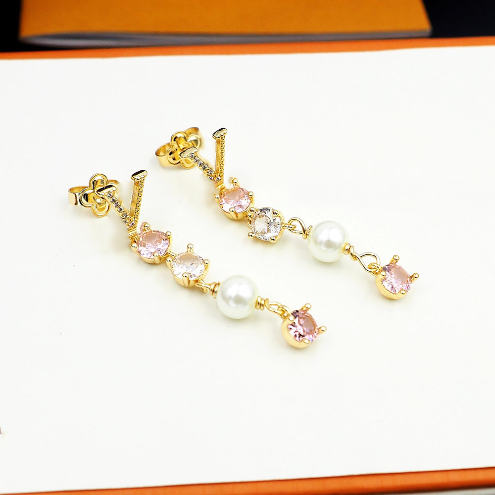 Luxurious White Pearl & Rose Gold Studded Fashion Earrings for Ladies - High-End Design