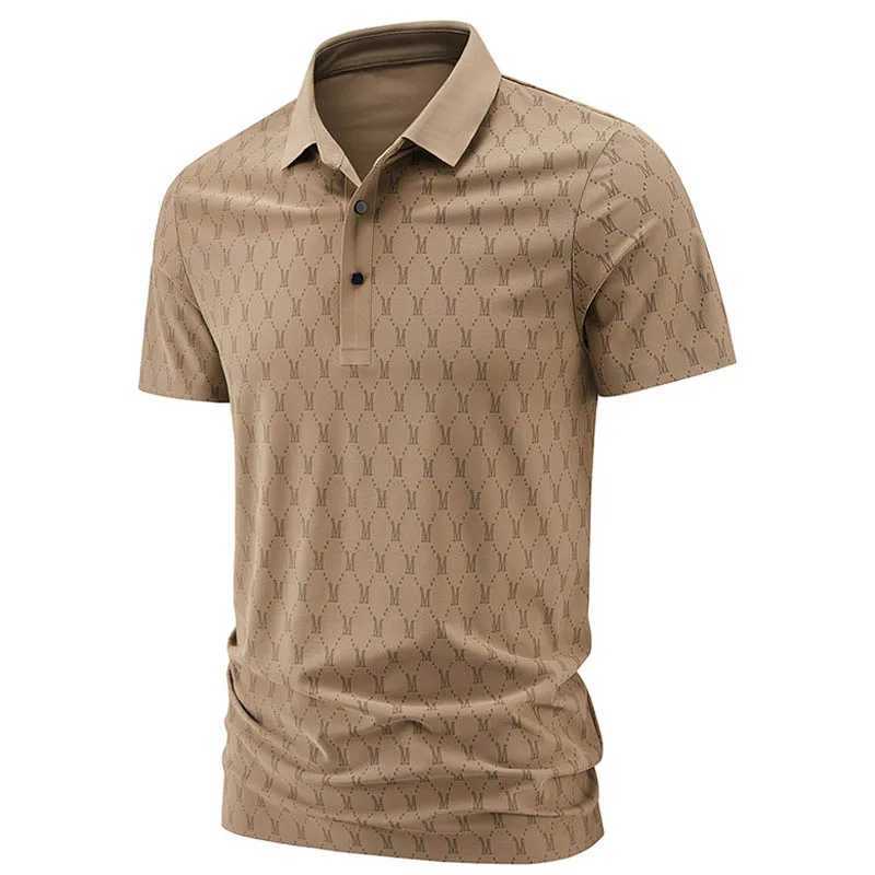 High quality ice silk polo shirt mens summer short sleeved shirt luxurious embroidery business casual golf polo shirt mens clothing W250414