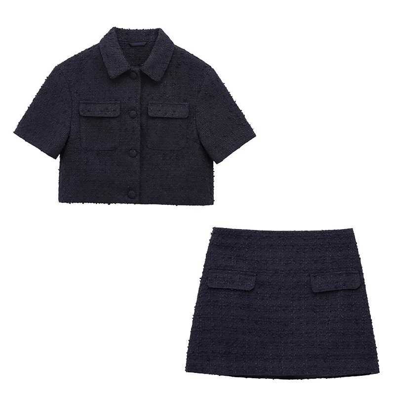 Willshela Womens Fashion 2-piece Solid Single Chest Jacket Retro Side Zipper Mini Ski Fe Chic Womens Ski SetXJ250414