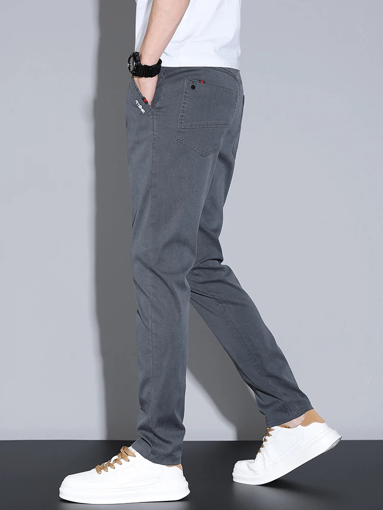 Business mens casual pants spring and summer thin Lyocell fashion ultrathin Trouser straight elastic office clothing 250414Z