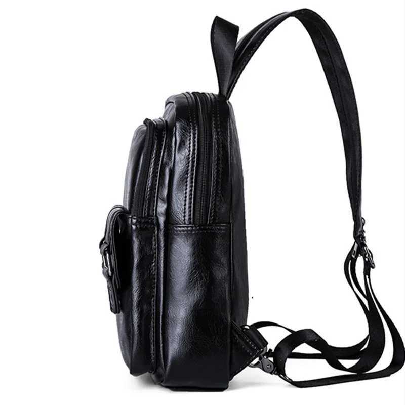 Lightweight Multifunction Mens Backpack Fashion Chest Bag Small Shoulder Bags For Men Crossbody Bag PU Leather Small BackpacksW251113