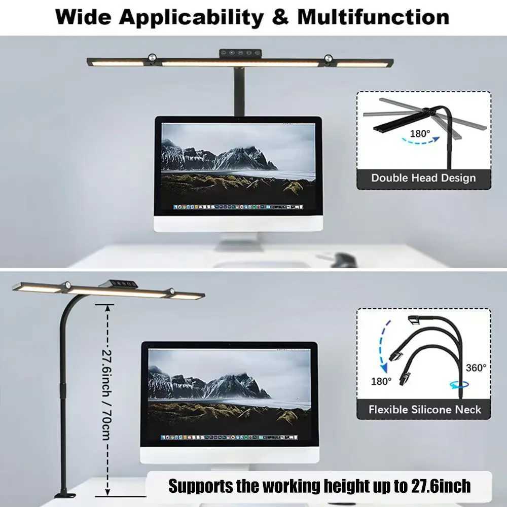 3 Heads Desk Lamp with Big Clamp 24W Remote Control Dimmable Architect LED Table Lamp for office 5 color temperature for student M251114