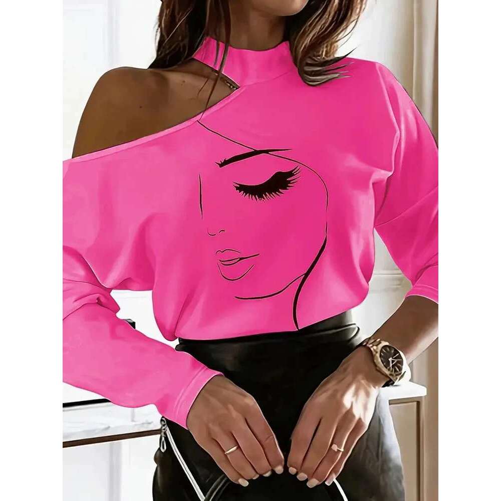 Chic Elegant Solid Fashion O Neck Off-shoulder Long Sleeve T-shirts Women's Autumn New White Tops Sexy Hollow Out Tees Shirts