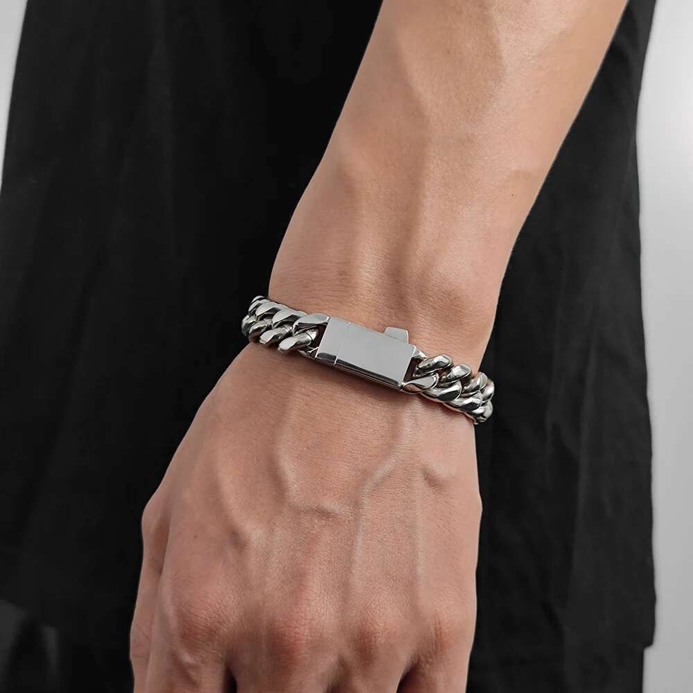 ESKEEM Drop Shipping Hip Hop Rock Jewelry Cuban Bracelet Free Custom Name Miami Cuban Link Stainless Steel Bracelet For Men