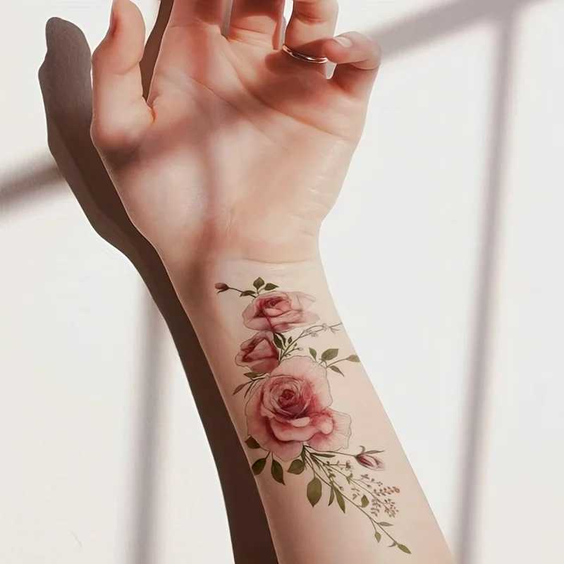 Flower arm tattoo large rose tattoo rose temporary tattoo for women rose temporary flower tattoo design rose tattooXJ25414