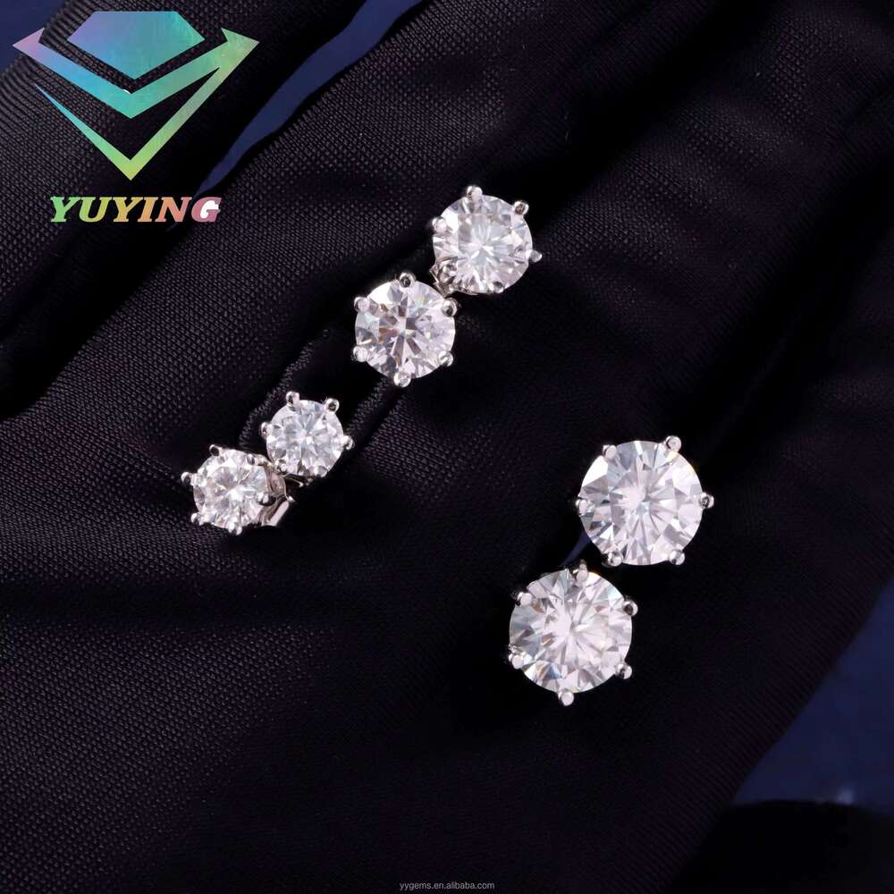 RTS Classic 6-Fork Mossanite Men's and Women's in Pure Sier 0.5ct-2ct VVS Moissanite Earrings