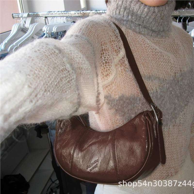 Women's Bags Spanish niche paloma wool pea oil wax cowhide armpit crossbody dumpling bun for women