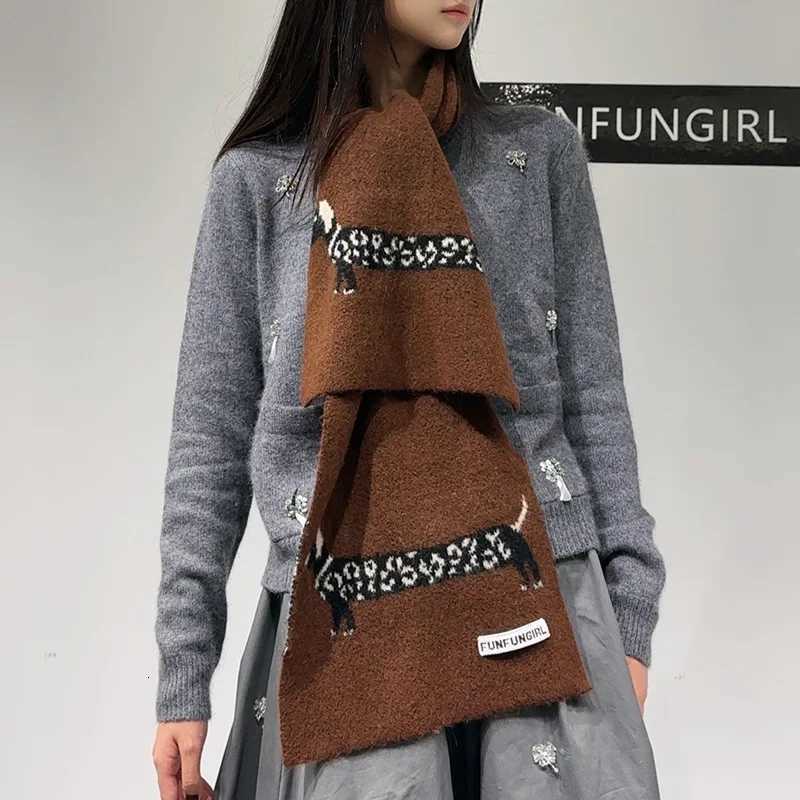 Luxury Korean Version Wool Blend Puppy Jacquard Scarf Women Men Warm Versatile Soft Muffler Autumn Winter Thick Shawl Thermal Scarves Y251114