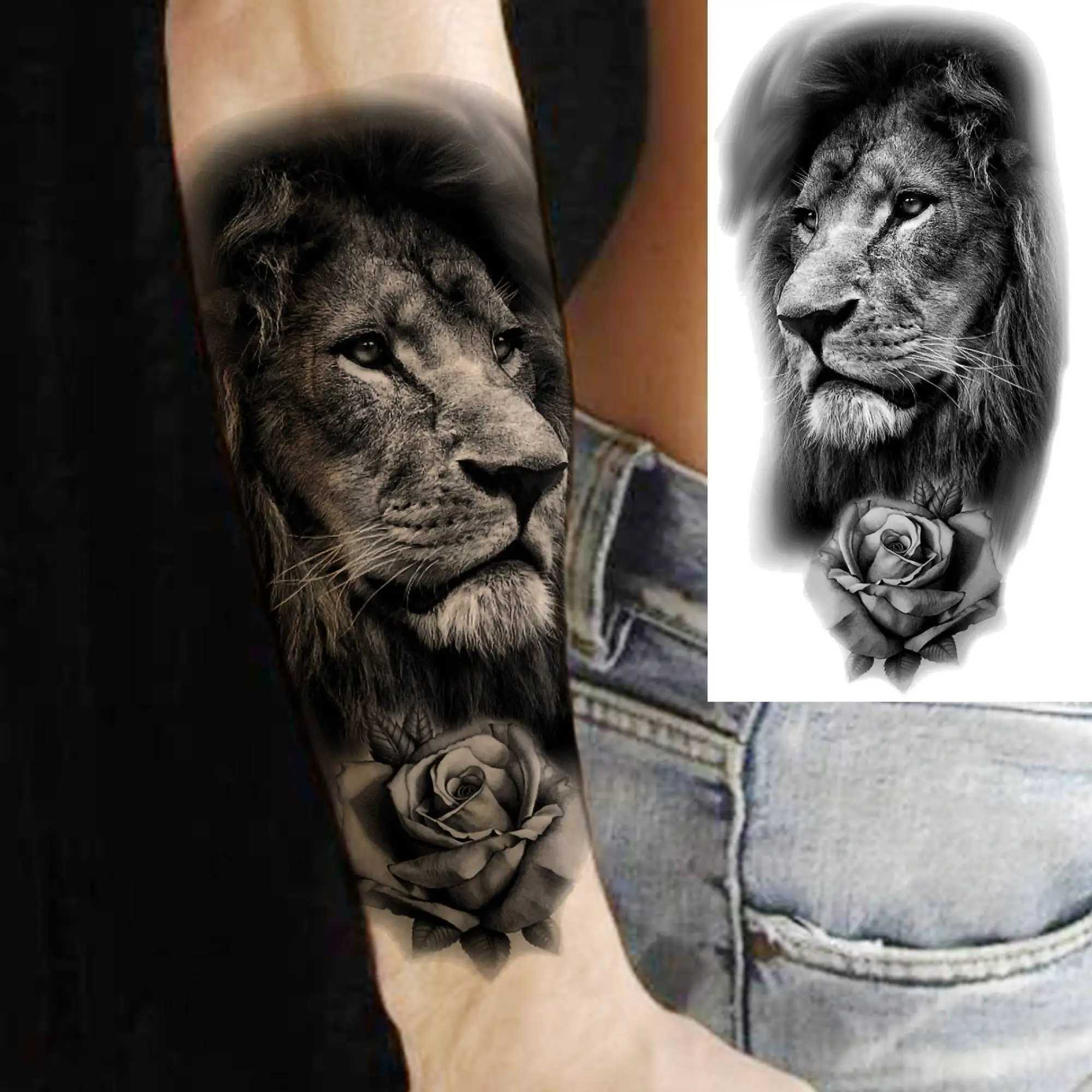 8 temporary black lion tattoos suitable for adults tribal fake eye tattoos black Spartan warrior washable tattoosXJ25414