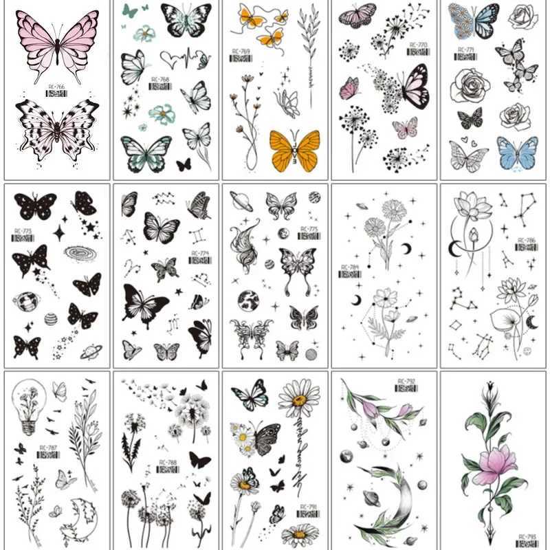 Dark Butterfly Sexy Waterproof Temporary Tattoo Sticker Indian Female Back and Waist Flash Tattoo Girl Body Art Fake Tattoo RealXJ25414