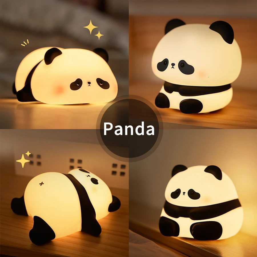 USB Rechargeable LED Night Light Cute Cartoon Panda Silicone Lamp Timing Function Desk Bedside Decor Children Nightlight Gift M251114