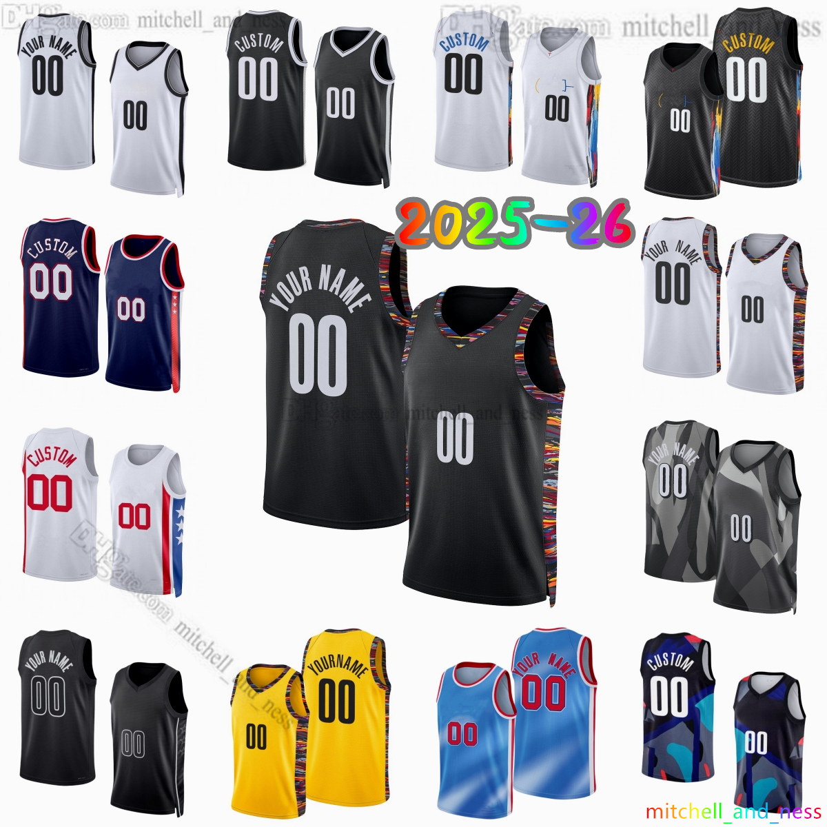 Custom 2025-26 City 24 Cam Thomas Printed Basketball Jersey 17 Michael Porter 1 Ziaire Williams 7 Haywood Highsmith 8 Noah Clowney 13 Tyrese Martin Jerseys Shorts