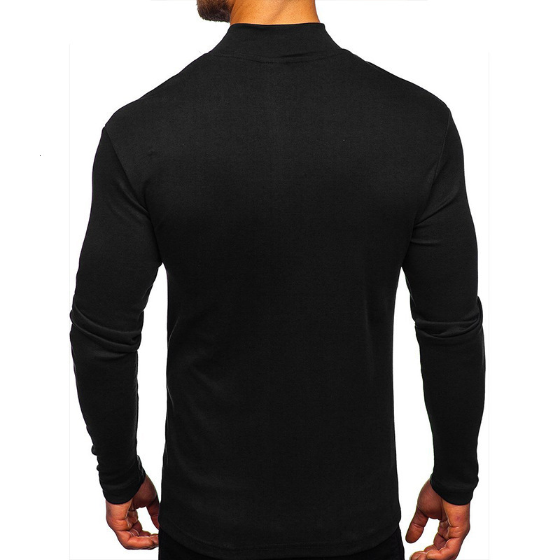 Autumn and winter high collar bottoming shirt long sleeve mens T-shirt middle collar clothes mens solid color thickened T-shirt